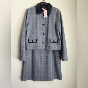 Nanette Lepore Gray Plaid Skirt Set with Black Trim